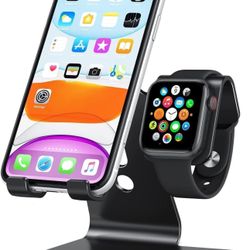 Stand for Apple Watch - 2 in 1 Universal Desktop Stand Holder (Not Include Charger) for All iPhone 16 15 14 13 12 and Apple Watch Series 9/8/SE2/7/6/S