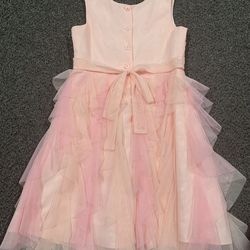 Jona Michelle girls size 8 pink tiered layered tulle dress with embroidered floral bodice