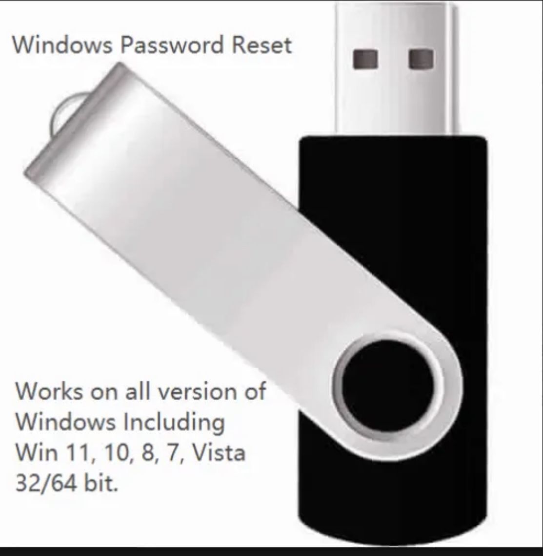 Windows Password Reset USB Flash Drive for Win11, 10, 8, 7, Vista 32/64bit
