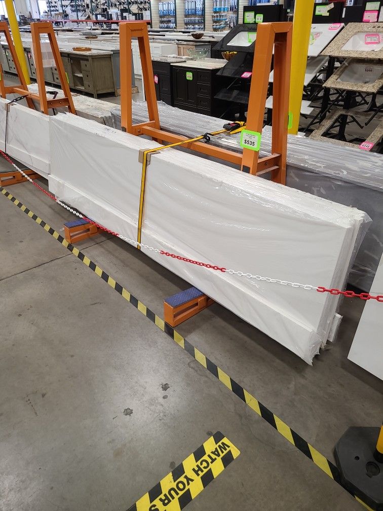 110" x 26" Pure White Prefab Quartz Kitchen Slab Countertop *No Fabrication