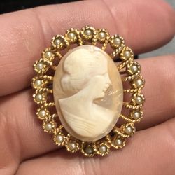 Vintage Richelieu Shell Cameo Brooch / Pendent