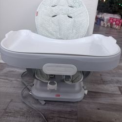 Fisher-Price Baby to Toddler High Chair SpaceSaver Simple Clean Portable Dining Seat & Booster with Washable Deep Tray & Liner, Puppy Perfection