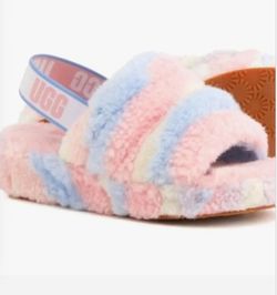 UGG Fluff Yeah Slide Cali Collage| Color: Pink/White/Blue | Size 7