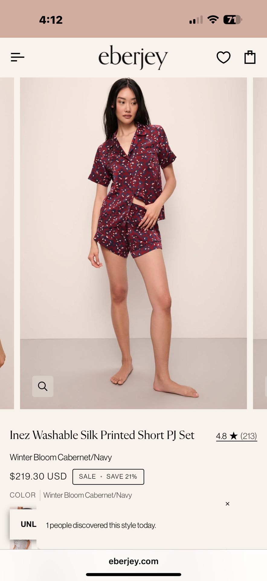 Inez Washable Silk Printed Short PJ Set