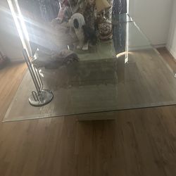 Glass table 6x3.5  with 4 chairs