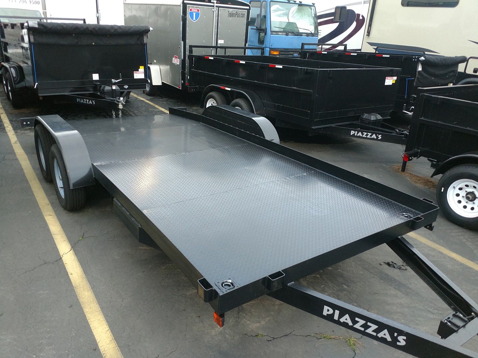 Flatbed car carrier trailer for sale or rent. Great for moving cars, SUVs, side x side RZR, sandrails, motorcycles... 7000# GVWR. Rental is $120/ day.