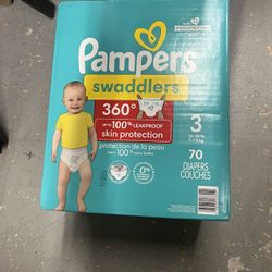 BRAND NEW - Size 3 - Pampers Swaddlers 360 Baby Diapers - 70 Count