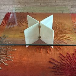 Modern Square Glass-Top Coffee Table