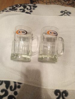 2 Vintage A&W Root Beer Glass Mug Like New