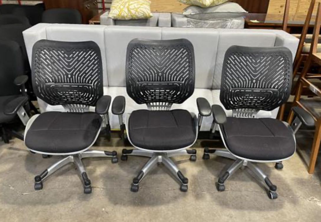 3 Black Mesh Office Rolling Computer Chairs! Only $40 Ea!