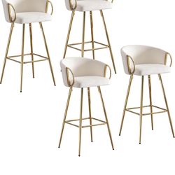 26 Inch Velvet Upholstered Bar Stools Set of 4