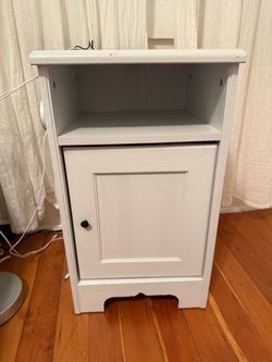 White bedside table