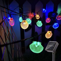 Solar shell string lights 21. 3ft 30 led outdoor indoor fairy lights for house yard boat decoration