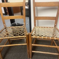 Vintage - Woven Seat Wooden Chairs - 2 $28