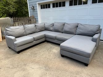 Ashley Furniture Grey Fabric Sectional Sofa with Chaise in Great Condition!!