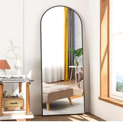 Full Length Mirror 56x16 Black Arched Floor Mirror with Stand or Wall Mount