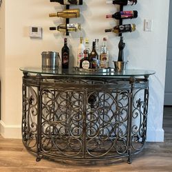 Metal Wine Rack With Glass Top 