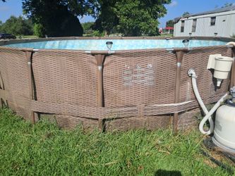 18 ft round by 48 in deep above ground pool w/ accessories and more