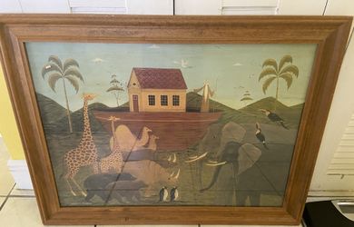 Large Noah’s Ark Framed Art 32 1/2” X 24 1/2”