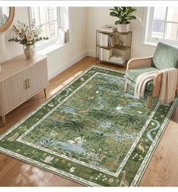 Area Rug 5x7 Green Animal Print