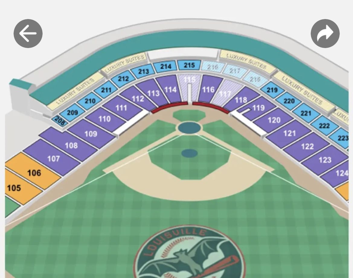 Louisville Bats baseball tickets 2 Tickets Great Seats Under Cover Regular $20 Each 