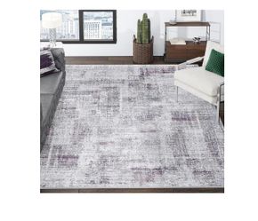 Eleisa Modern Abstract 10x14 Area Rug, Non-Slip Stain Resistant Washable Rug, Purple & Grey Large Rug for Living Room, Abstract Vintage (Purple Gray)