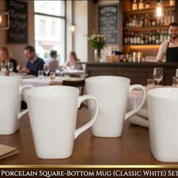 Threshold Porcelain Square-Bottom Mug (Classic White) Set Of Four 
