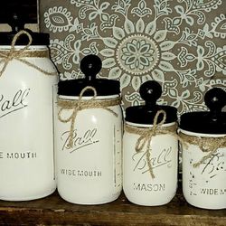 Hand Crafted Mason Jar Kitchen Canister Sets