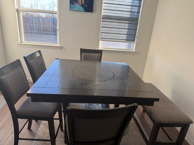 Counter Dining Table With Lazy Susan