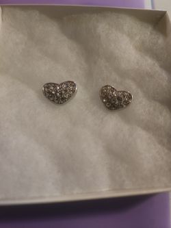 Rhodium Silver Plated Heart Diamond Earrings