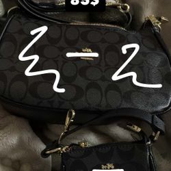 Black Coach Purse Set 80$