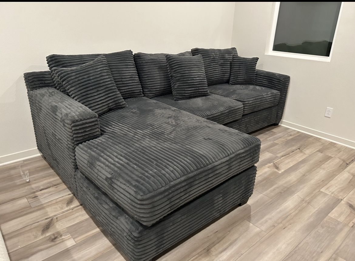 Brand New Comfy Corduroy Lined Sectional Set