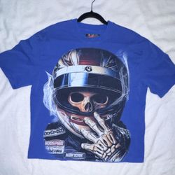 Godspeed New York Graphic Tee Trophy Racing Skull Blue Size XS