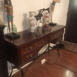 Wood And Metal Long Console Table In Excellent Condition