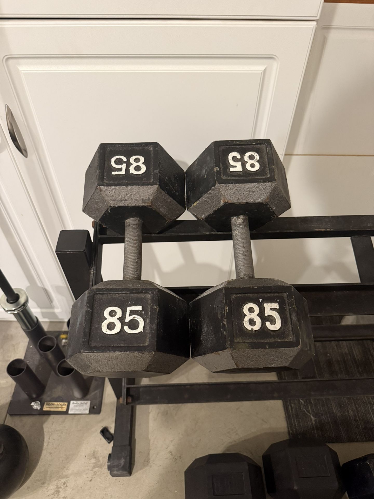 85lb Iron Hex Dumbbells