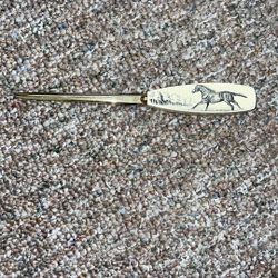North coast trading Company handcrafted classic etchings mail opener with black horse