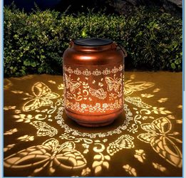 🦋✨ Butterfly Solar Lantern — Brand New | Copper Metal | Outdoor Waterproof Garden Decor