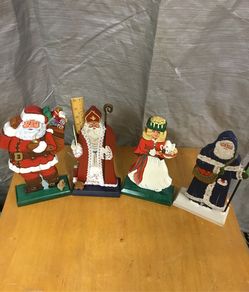 4 Wooden Hand Painted Christmas Figures
