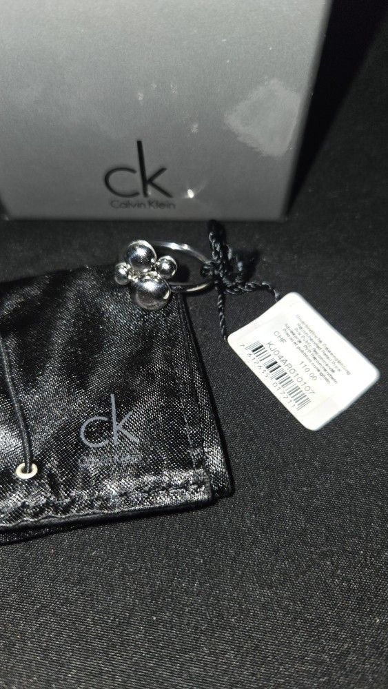 Calvin Klein Rotatable Sterling Silver Charm Ring size 6 NEW with box & dust bag