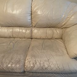 Leather White Sofa 90 Inches