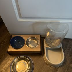 Dog bowl stand, large bowl and water dispenser, all for $15!