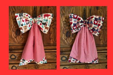 New Handmade Reversible Bow Door Decor Patriotic / Farm Style