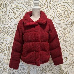 Abercrombie & Fitch red Sherpa Puffer Jacket