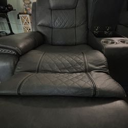 Charcoal Gray Electric Recliner Couch 