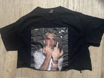 Eminem Cropped Graphic Tee Shirt Black