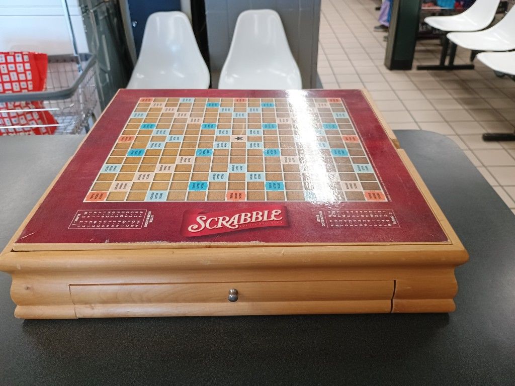 Scrabble Game, Checkers, Dominos And Chest