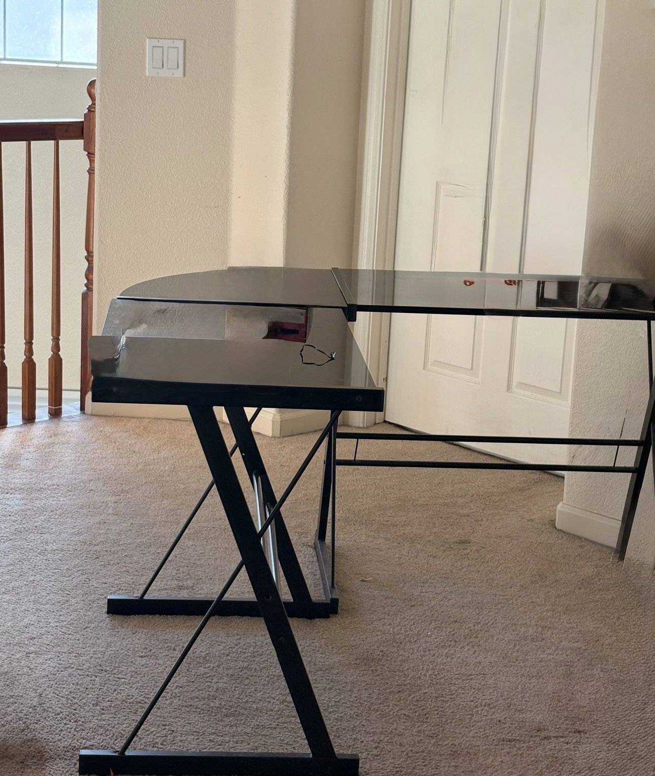 Desk L Shaped Glass Top