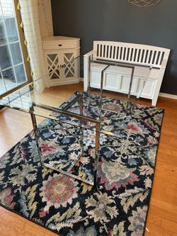 Glass Table with Metal Base