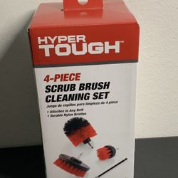 HYPER TOUGH 4-Piece Scrub Brush Cleaning Attachment Set for Electric Drills NEW
