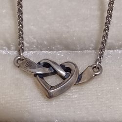 Vintage Retired James Avery Sterling Silver Heart Love Knot Necklace With Extensions 